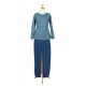 Shirt - Petrol - Blumen - Streifen