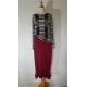 Rock - midi - Rüsche - weinrot / Shirt - Karo