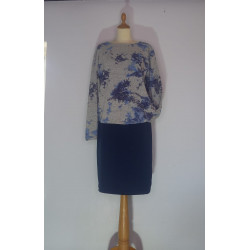 Pulli - grau/blau Rock - dunkelblau ( gibt es auch in schwarz und dunkelgrün)