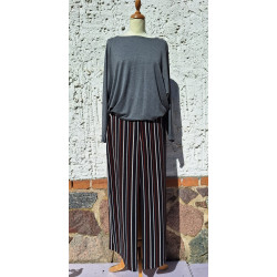 Shirt Heike - grau + Hose - Streifen