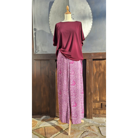 Shirt - weinrot + Hose - Pfau