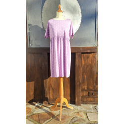 Kleid - Katja - flieder/ weiß gepunktet