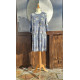 Kleid - Rüsche - grau geblümt