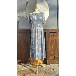 Kleid - midi - Dolo - grau geblümt