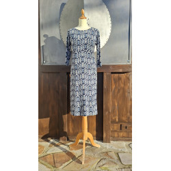 Kleid - Glocke - blau/ weiß/ grau