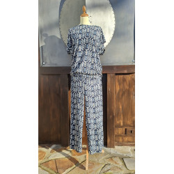 Shirt + Hose - blau/ weiß/ grau