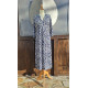 Kleid - midi - C.C. - blau/ weiß