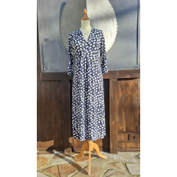 Kleid - midi - C.C. - blau/ weiß