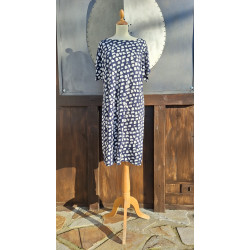 Kleid - T - blau/ weiß
