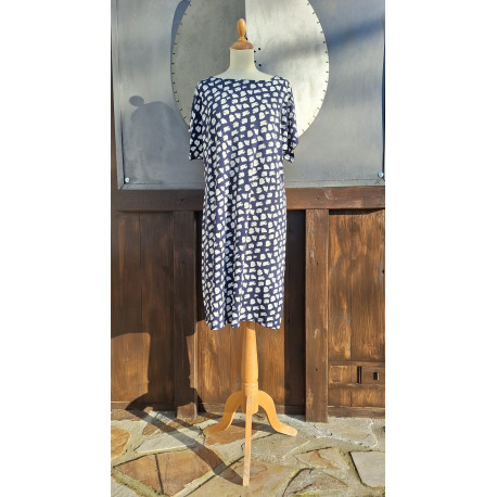 Kleid - T - blau/ weiß