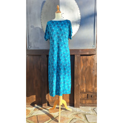 Kleid midi - T - türkis - weiß - blau