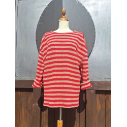 Pulli - Streifen - rot - rosa