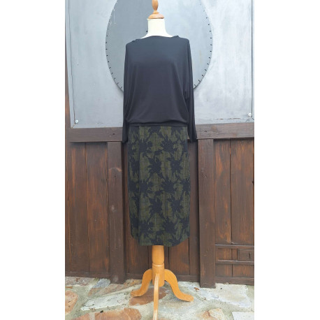 Shirt Heike schwarz + Rock - schwarz - olive