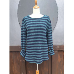 Pulli - Streifen - blau + petrol
