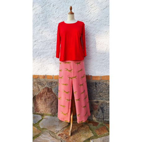 Shirt ¾-Arm - rot + Hose-Panther  - rosé