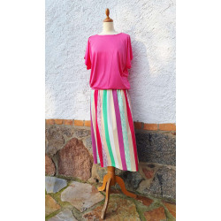 B-Shirt - pink + Hose - Streifen rosé - orange