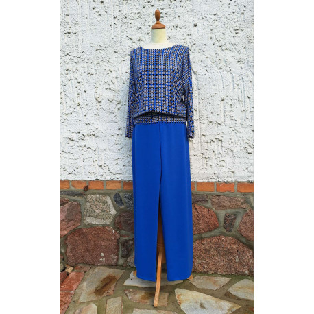 B- Shirt - kl. Karos + Hose - signalblau