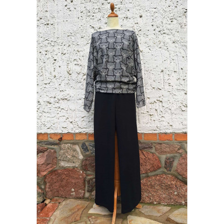 H-Pulli - Katzen + Hose - schwarz