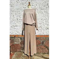 H- Pulli - beige - Glitzer + Strickhose beige
