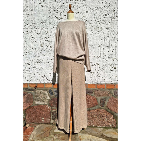 H- Pulli - beige - Glitzer + Strickhose beige